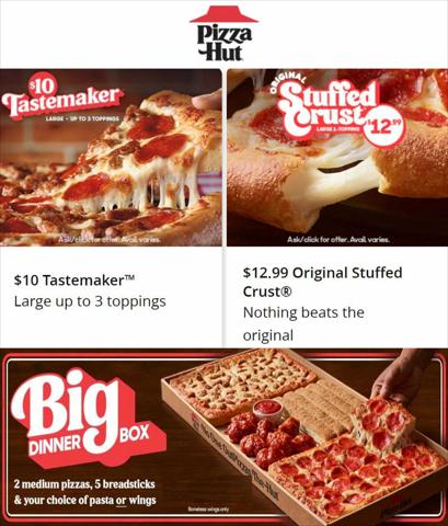 Restaurants offers in Tarzana CA | Pizza Hut Weekly ad in Pizza Hut | 9/28/2022 - 10/13/2022