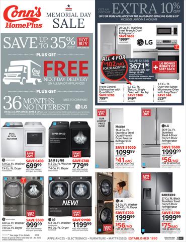 Electronics & Office Supplies offers in Baton Rouge LA | Conns 5/26 Ad in Conn's Home Plus | 5/26/2022 - 5/30/2022