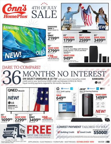 Electronics & Office Supplies offers in Lake Charles LA | Conns 6/30 Ad in Conn's Home Plus | 6/30/2022 - 7/4/2022