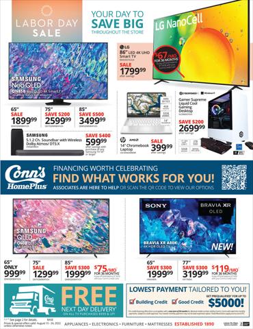 Electronics & Office Supplies offers in Fort Worth TX | Conns 8/15 Ad in Conn's Home Plus | 8/15/2022 - 8/24/2022