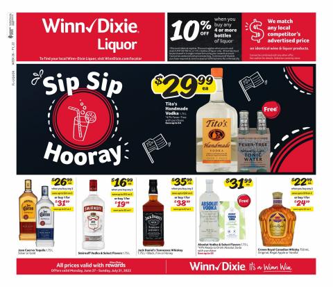 Winn Dixie catalogue in Orlando FL | Alcohol Flyer | 6/27/2022 - 7/31/2022