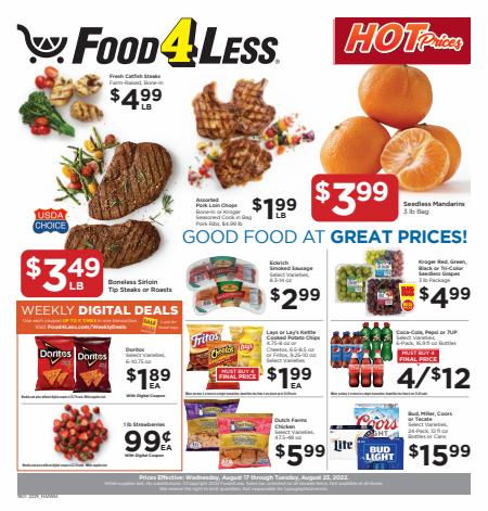 Grocery & Drug offers in Downers Grove IL | Chicago Weekly Ad in Food 4 Less | 8/17/2022 - 8/23/2022