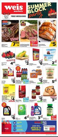 Grocery & Drug offers in Ellicott City MD | Weis Markets Weekly ad in Weis Markets | 8/18/2022 - 8/24/2022