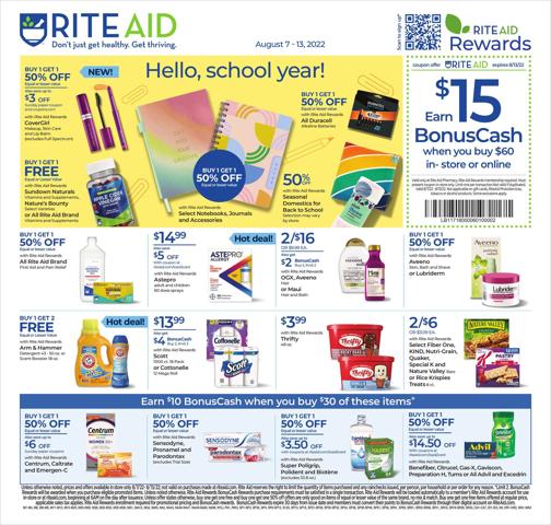 Grocery & Drug offers in Gardena CA | Rite Aid Weekly ad in Rite Aid | 8/7/2022 - 8/13/2022