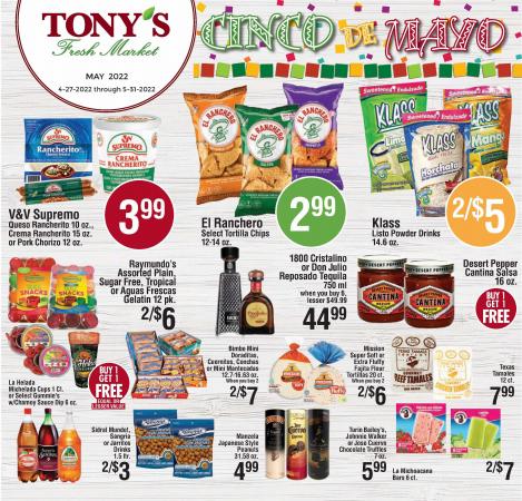Grocery & Drug offers in Lombard IL | Tony's Fresh Market Weekly Ad in Tony's Fresh Market | 4/26/2022 - 5/26/2022