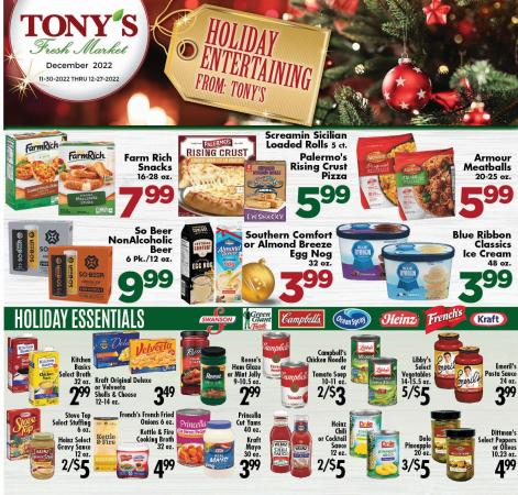 Tony's Fresh Market catalogue in Chicago IL | Tony's Fresh Market Weekly Ad | 11/30/2022 - 12/27/2022