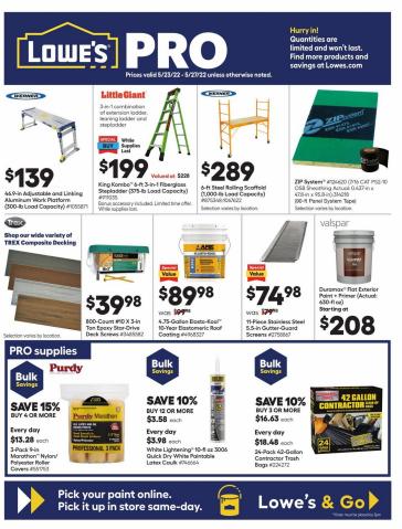 Tools & Hardware offers in Baltimore MD | Pro Ad in Lowe's | 5/26/2022 - 5/27/2022