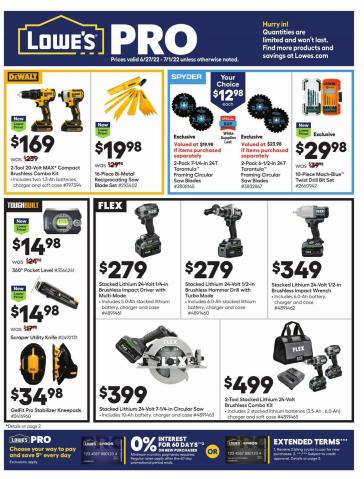 Tools & Hardware offers in Kansas City KS | Lowe's Pro Ad in Lowe's | 6/30/2022 - 7/1/2022