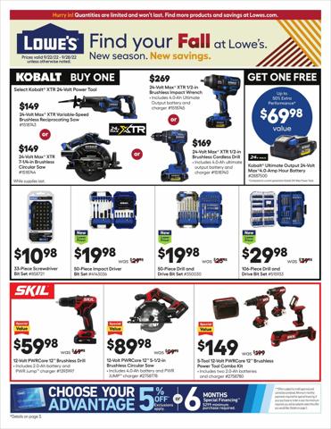 Tools & Hardware offers in Cartersville GA | Lowe's flyer in Lowe's | 9/22/2022 - 9/28/2022