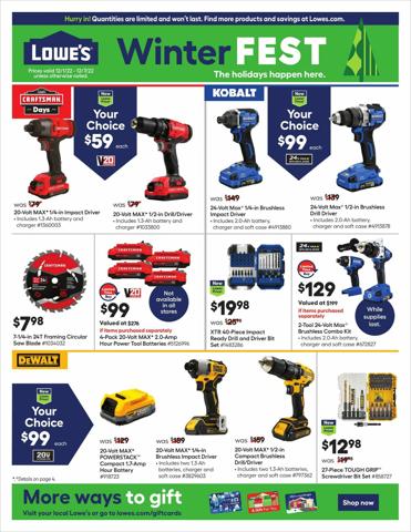 Tools & Hardware offers in Artesia CA | Lowe's flyer in Lowe's | 12/1/2022 - 12/7/2022