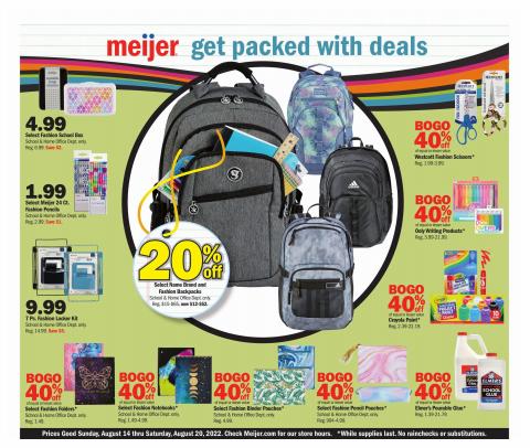 Discount Stores offers in Middletown OH | Back to School Ad in Meijer | 8/14/2022 - 8/20/2022