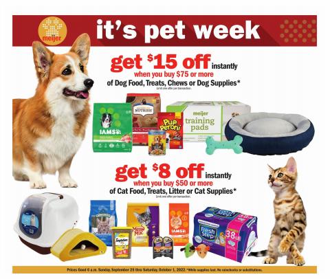 Discount Stores offers in Evanston IL | Pets Ad in Meijer | 9/25/2022 - 10/1/2022