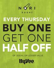 Grocery & Drug offers in Springfield IL | Nori Sushi Thursdays in Hy-Vee | 11/8/2022 - 10/19/2023