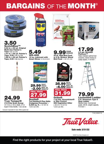 True Value catalogue in Chicago IL | True Value March Bargains of the Month | 3/1/2022 - 3/31/2022