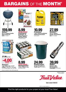 Offer on page 1 of the True Value September Bargains of the Month catalog of True Value