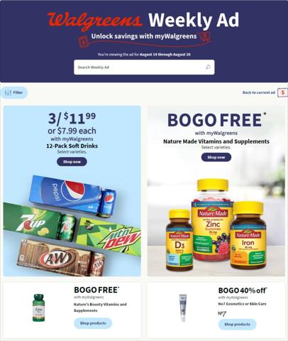 Grocery & Drug offers in Monroe NC | Walgreens Weekly ad in Walgreens | 8/14/2022 - 8/20/2022