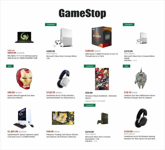 Electronics & Office Supplies offers in Lawrenceville GA | GameStop Weekly ad in Game Stop | 10/5/2022 - 10/11/2022