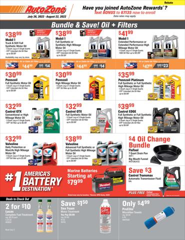 Automotive offers in Canton MI | Weekly Ad AutoZone in AutoZone | 7/26/2022 - 8/22/2022