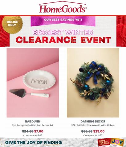 Offer on page 9 of the Winter Clearance Event catalog of Home Goods