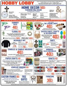 Offer on page 1 of the Hobby Lobby Weekly ad catalog of Hobby Lobby