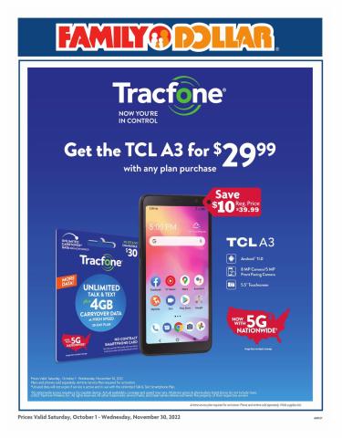 Discount Stores offers in Lake Charles LA | AT&T/Tracfone in Family Dollar | 10/1/2022 - 11/30/2022