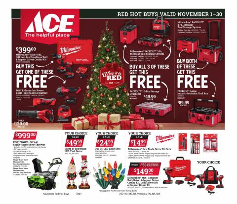 Offer on page 1 of the Red Hot Buys catalog of Ace Hardware