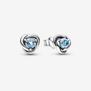 March Sea Aqua Blue Eternity Circle Stud Earrings offers at $60 in Pandora