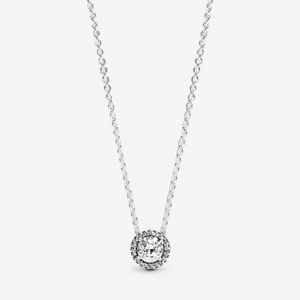 Round Sparkle Halo Necklace offers at $95 in Pandora