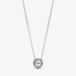 Round Sparkle Halo Necklace offers at $95 in Pandora