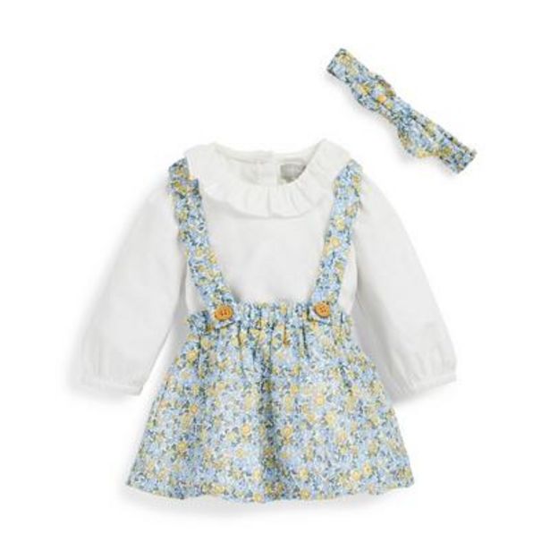 Baby Girl White Blouse With Floral Print Skirt And Headband Set deals at $14