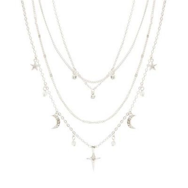Silvertone Four Row Pretty Celestial Necklace deals at $5
