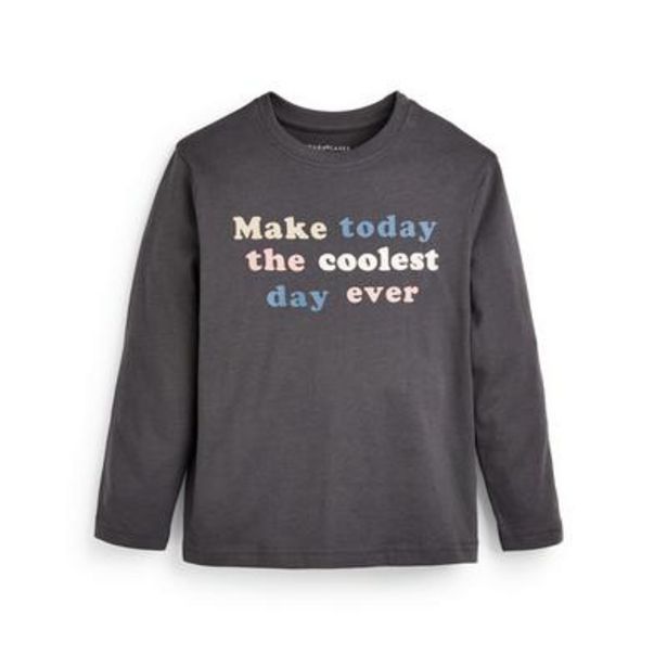 Younger Boy Charcoal Slogan Long Sleeve T-Shirt deals at $4
