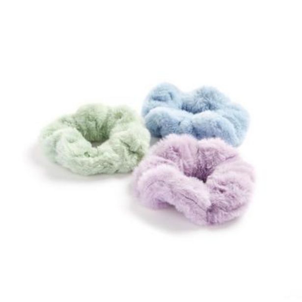 Faux Fur Plush Scrunchies, 3 Pack deals at $4