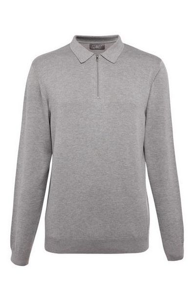 Gray Knit Polo Sweater deals at $20