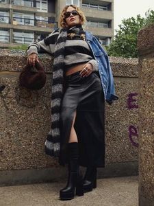 Rita Ora Faux Leather Midi Skirt offers at $22 in Primark