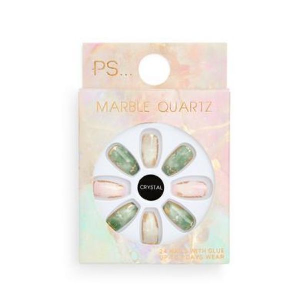 PS Crystal Marble Quartz Glossy Squareletto Faux Nails deals at $3.5