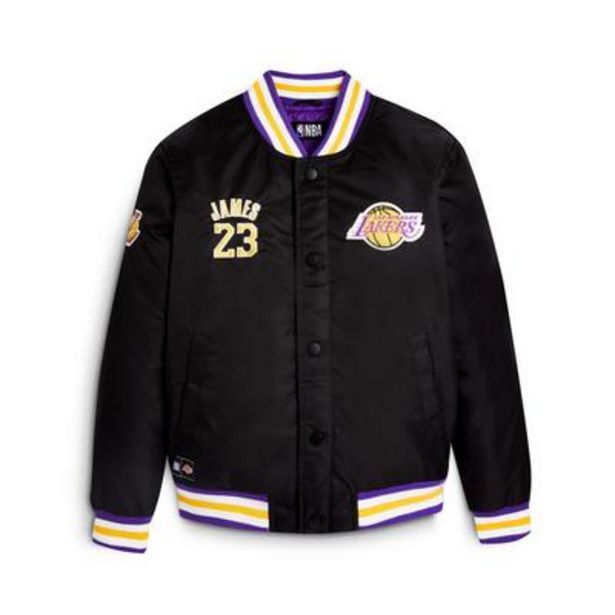 Older Boy Black NBA LA Lakers Bomber Jacket deals at $40