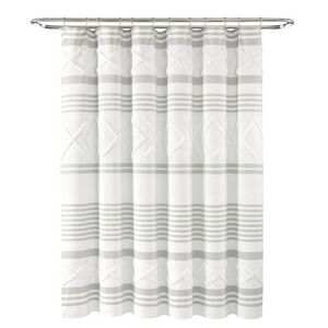 Lush Dcor Urban Diamond Stripe Woven Tufted Eco-Friendly Recycled Cotton Gray Single Shower Curtain offers at $120.73 in Stein Mart