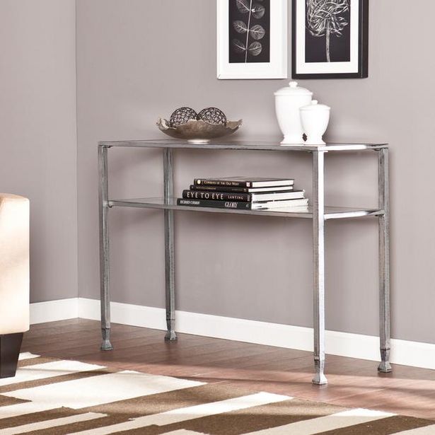 Kindred Silver Metal Glass Console Table deals at $129.99