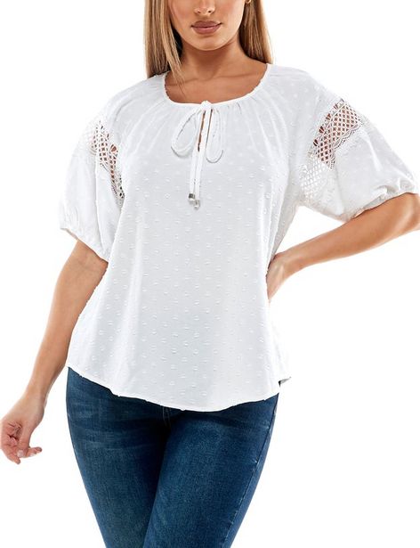 Adrienne Vittadini Elbow Puff Sleeve Peasant Blouse deals at $38.95