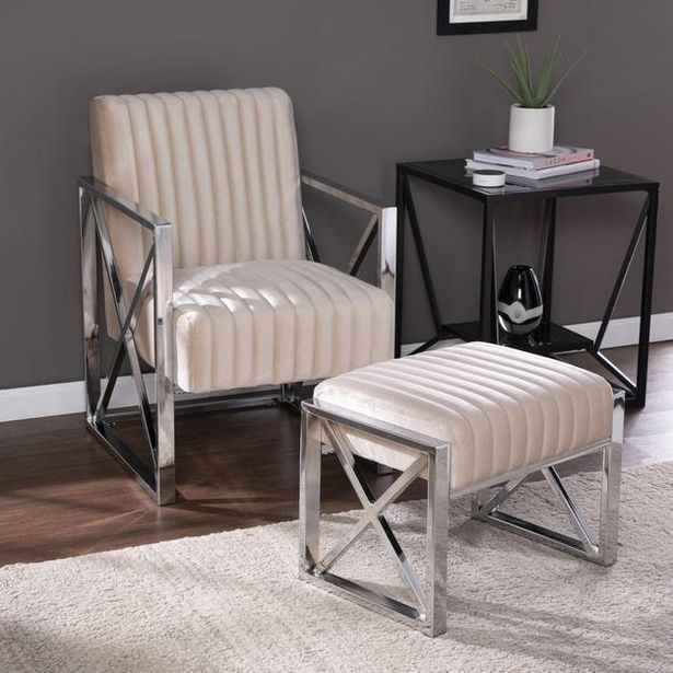 Shawn Velveteen Accent Chair and Ottoman â€“ 2pc Set deals at $529.98