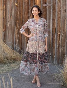 Figueroa & Flower 3/4 Sleeve Mixed Print Maxi Dress offers at $58.36 in Stein Mart