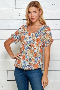 Sara Michelle Short Sleeve Front Bubble Hem Blouse offers at $32.95 in Stein Mart