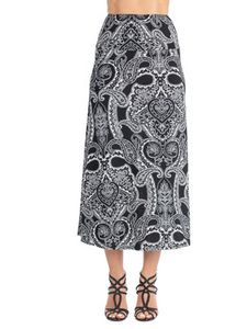 24seven Comfort Apparel Black Paisley Long A line Maxi Skirt offers at $75.19 in Stein Mart