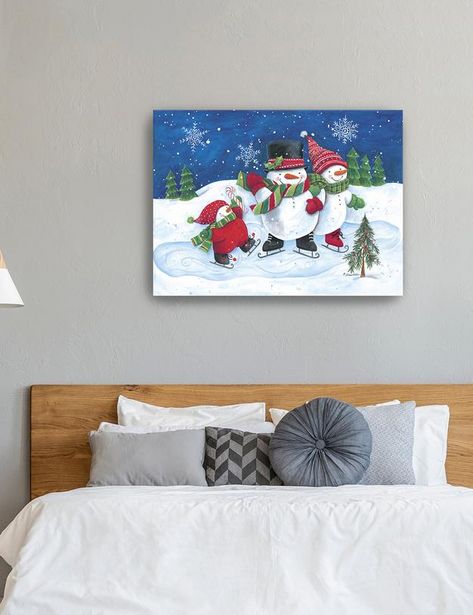 Happy Snowman Family Skates Canvas Giclee deals at $64.95
