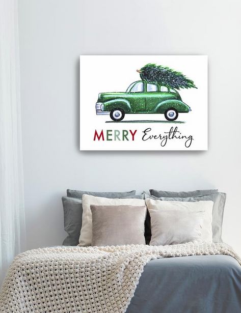 Merry Everything Christmas Green Car Canvas Giclee deals at $66.95