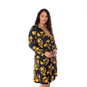 Printed Long Sleeve V-Neck Wrap Dress - Plus offers at $49.99 in Stein Mart