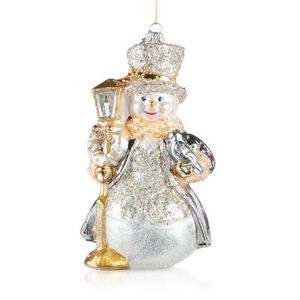 Pier 1 Silver Snowman with Lantern Glass Christmas Ornament offers at $59.95 in Stein Mart