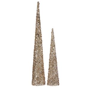 Pier 1 Champagne Sparkle Beaded Cone Set of 2 offers at $34.95 in Stein Mart