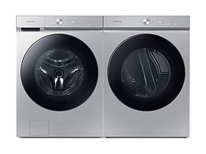Bespoke Ultra Capacity Front Load Washer and Electric Dryer in Silver Steel offers at $1998 in Samsung